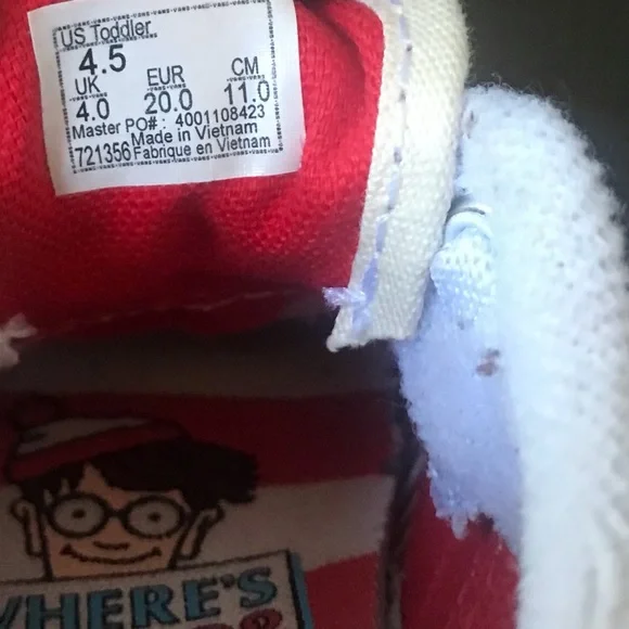 Vans X Where Is Waldo? Postage Era Elastic Lace Sneakers, Size 4.5 Toddler - Picture 10 of 10